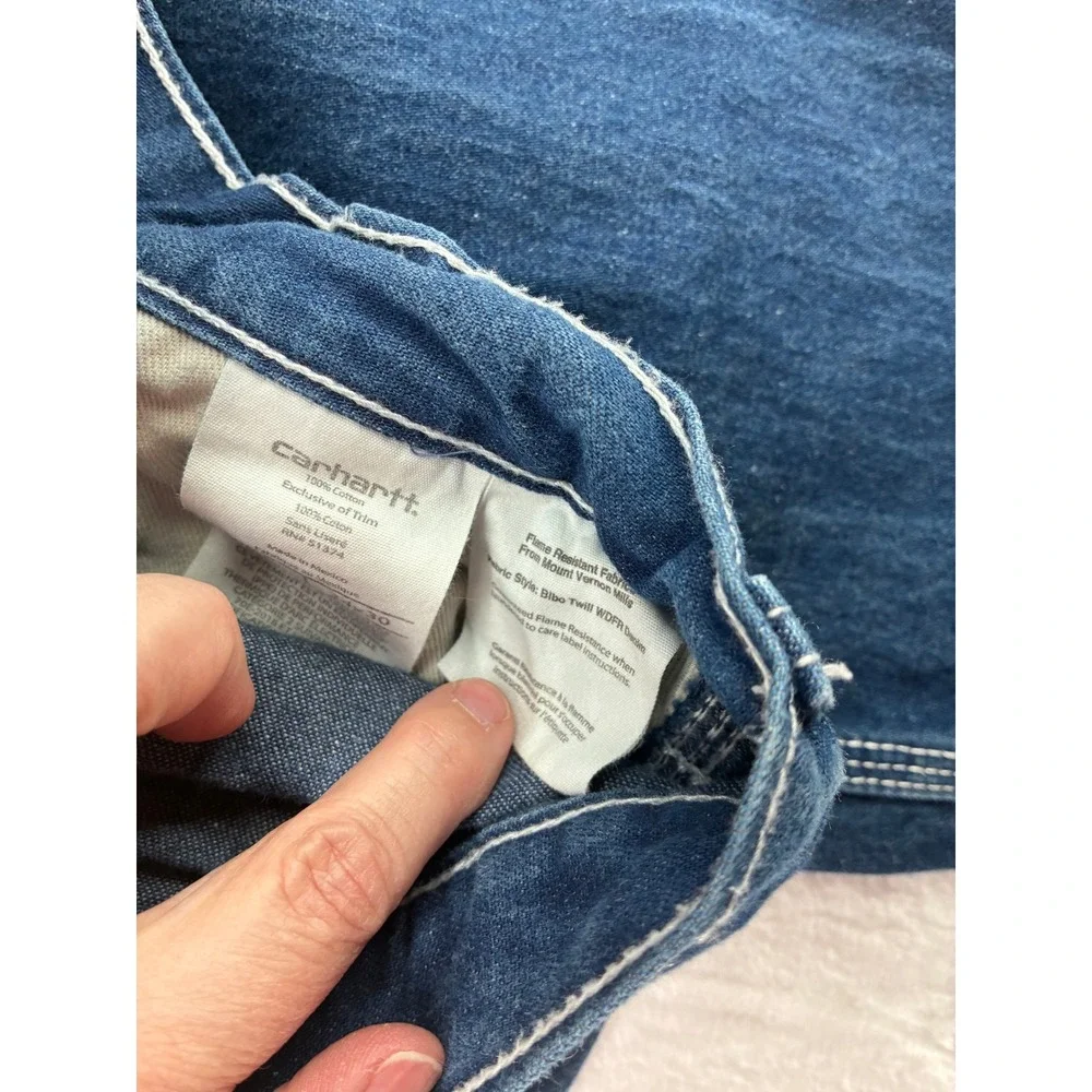 Carhartt FR Jeans Mens 34x30 Work Pants Blue Flame Resistant CAT 2 NFPA - Picture 5 of 13